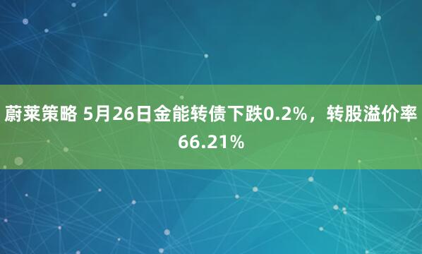蔚莱策略 5月26日金能转债下跌0.2%，转股溢价率66.21%